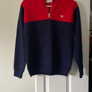 Women's Red and Black Quarter-Zip Top